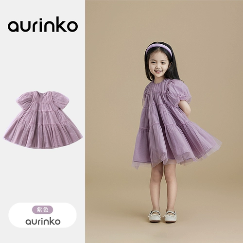 Летняя одежда, платье, сиреневый наряд маленькой принцессы для девочек, юбка, в западном стиле