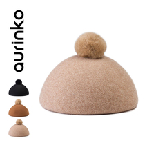 Childrens Beret Girl foreign baby hat baby autumn and winter woolen ball felt top hat cute winter