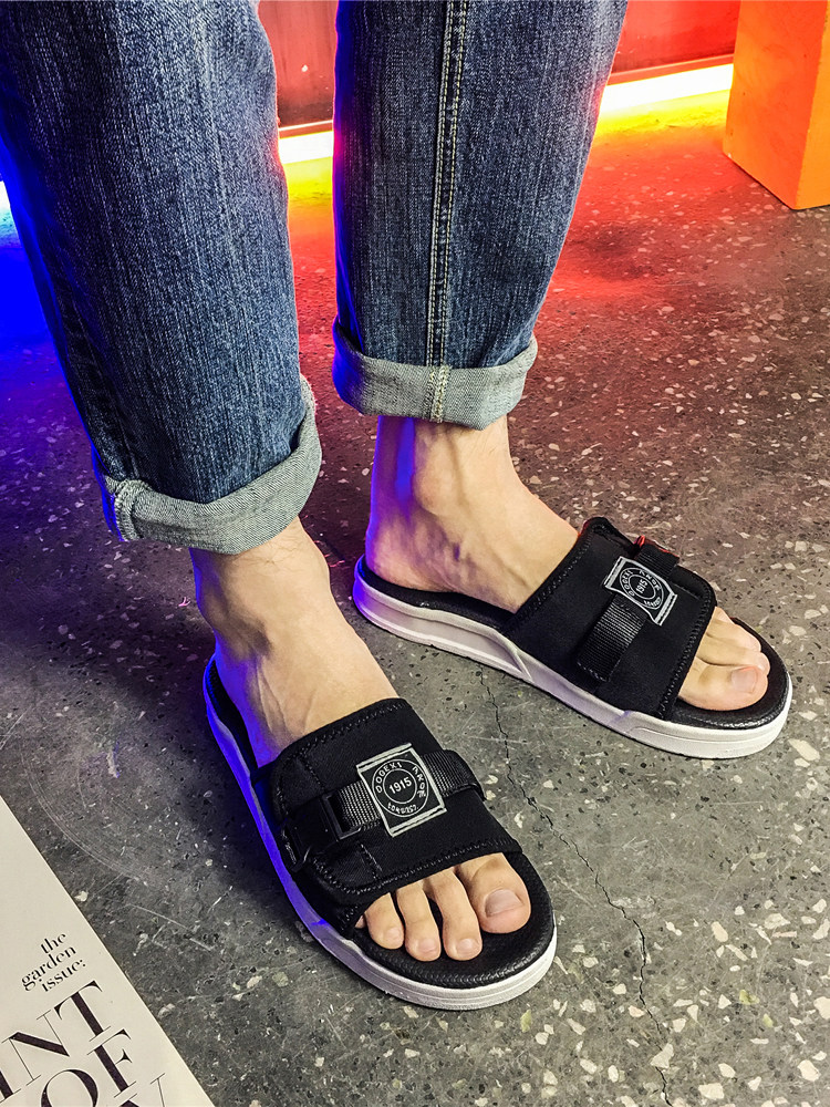 Slippers men's tide outdoor Korean version word drag men's slippers summer wear beach wear half drag non-slip soft sole cool slippers shoes