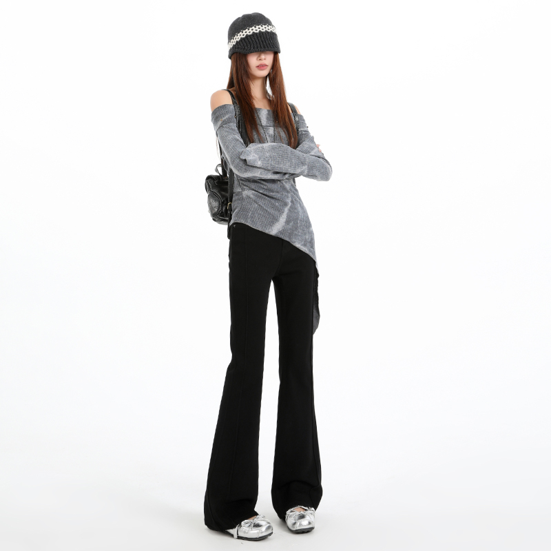 2508 Black Flared Jeans for Women, New Spring Style, American High-Waisted, Slim-Fit, Stretchy Bootcut Pants