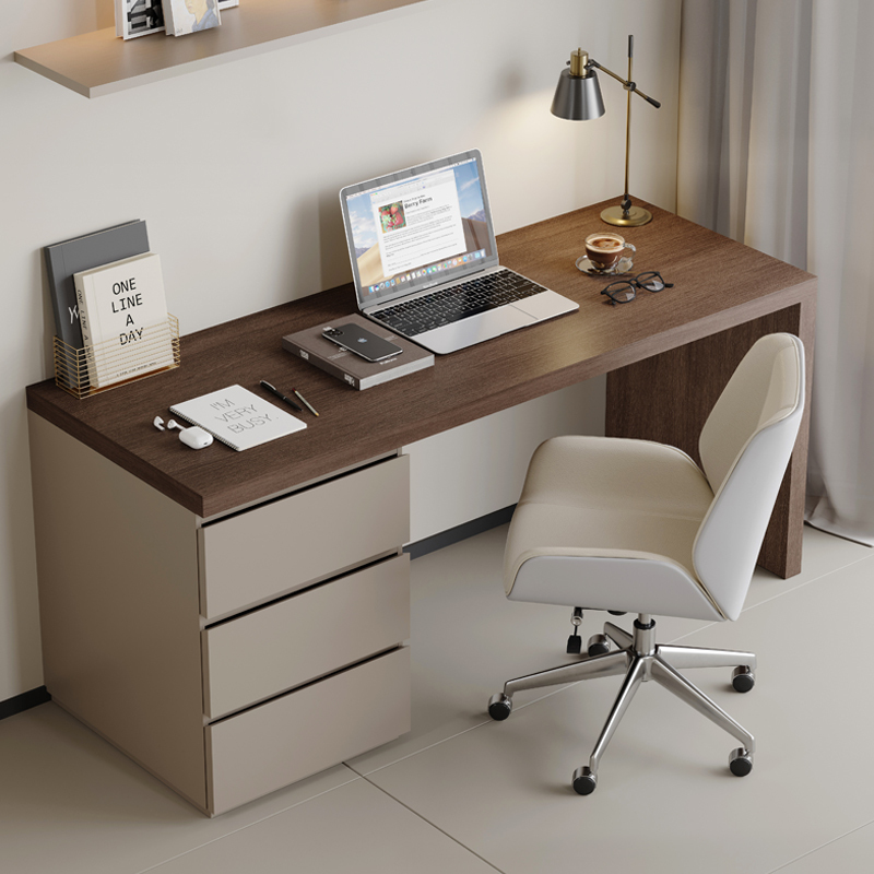 Desk with Drawers and Cabinet Integrated Home Computer Desk Bedroom Office Desk Solid Wood Light Luxury Modern Desk with a High-End Feel Desk with Drawers and Cabinet Integrated Home Computer Desk Bedroom Office Desk Solid Wood Light Luxury Modern Desk with a High-End Feel