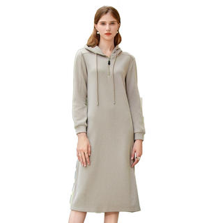 Baitu hooded mid-length casual sweatshirt dress