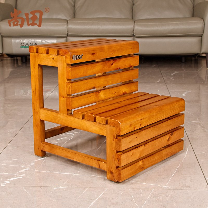 Shantian Home Ladder Solid Wood Non-slip Step Stool Two Three-step Small Stairs Heightening Step Double Waterproof Foot Pedal