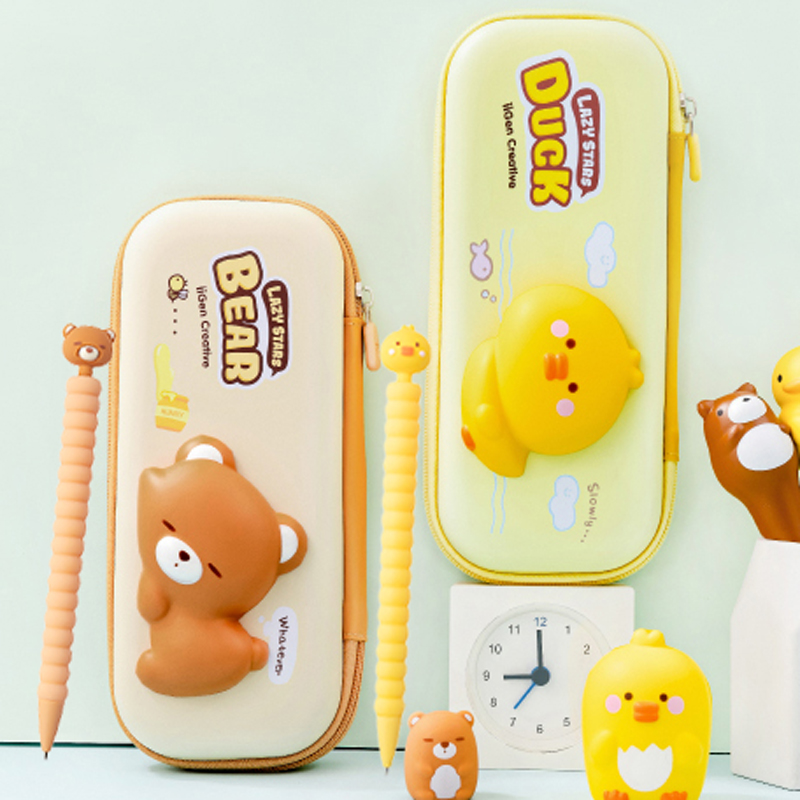 (Phoenix Xinhua Bookstore Flagship Store Officer Net) A Positive Stationery Decompression Pen Case Decompression Korean version Animal automatic pencil stationery suit pen case Automatic pencil