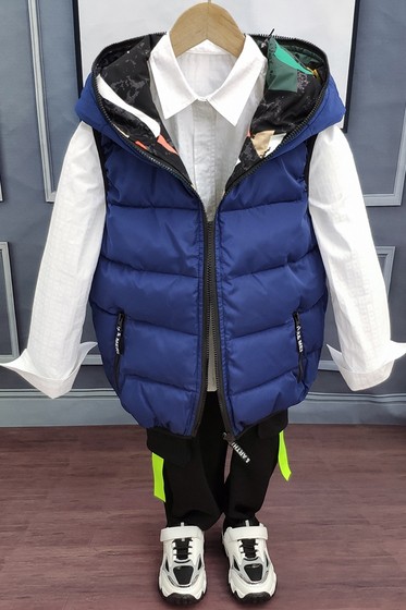 Children's down vest, autumn and winter style, medium and large children's vest for boys and girls, reversible style, warm waistcoat for outer wear