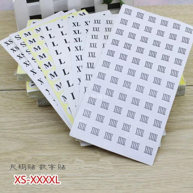 Spot clothing size stickers digital stickers price tags size stickers stickers (XS-XXXXL code labels)