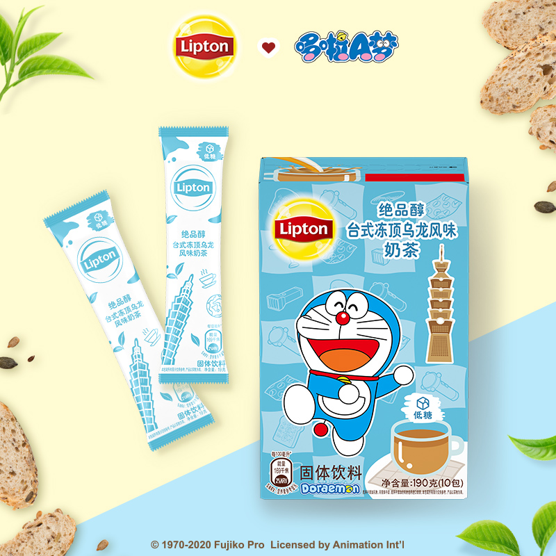 Lipton 立顿 哆啦A梦联名 奶茶缤纷装 40包 天猫优惠券折后￥39.9包邮（￥60.9-21）赠哆啦A梦马克杯