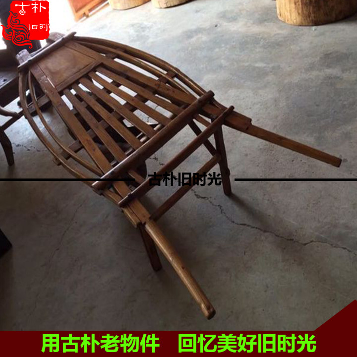 Folk Old Objects Collection Nostalgia Chore Old Fashioned Small Cart Old Single Wheeler Trolley Old Farm Furniture of the Republic of China