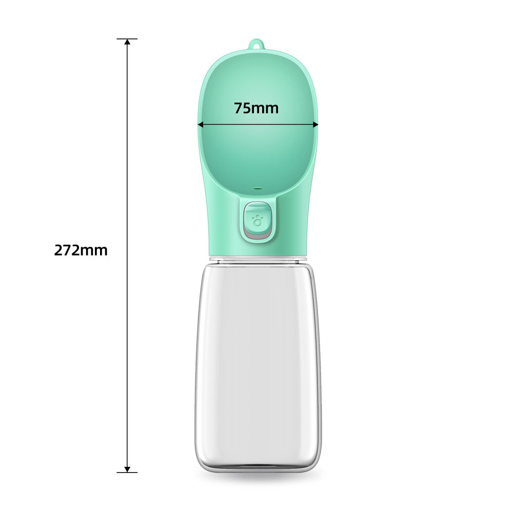New Generation Of Press Type Accompanying Cup 550Ml [Mint Green]Dog go out kettle Water drinker portable Water cup walk a dog Water dispenser Accompanying feed Water bottle Pets outdoors articles
