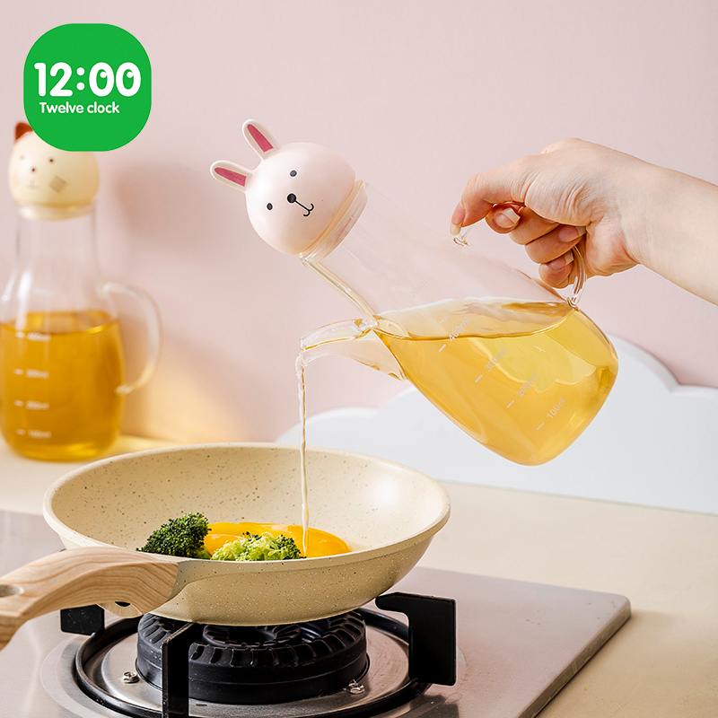 Kitchen cooking oil pot glass cute vinegar seasoning bottle leak-proof household sesame oil storage tank soy sauce vinegar seasoning bottle