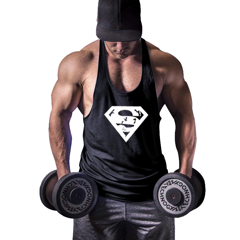 Cơ bắp nam anh tập thể dục thể thao vest bodybuilding sling rò rỉ bông thở trở lại lỏng lẻo lớn từ mã vest