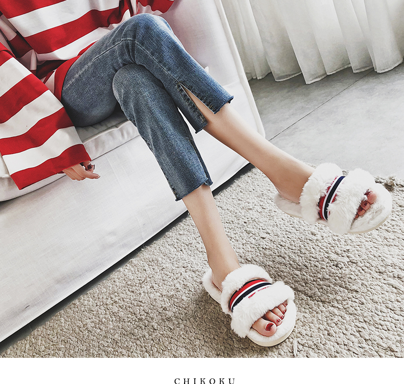 2018 mùa đông mới dép nữ trong nhà dép sang trọng trong nhà ấm áp chống trượt sàn cotton thời trang sinh viên giày sandal nữ đế cao