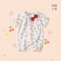 Baby One-piece Clothing Short Sleeves Summer Small Flowers Slim male Baby Newborn Khaclothes Bag Fart Summer Baby Girl Fashion