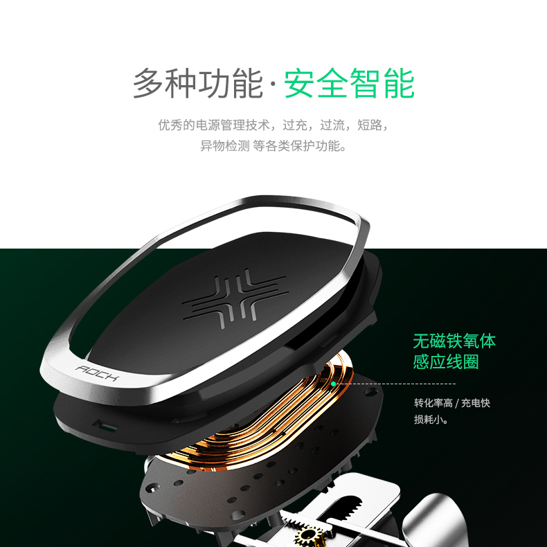 ROCK xe không dây giữ điện thoại di động Apple xsmax sạc trọng lực khung iphonex cửa hàng xe hơi đa chức năng sạc nhanh xe sạc 8plus Huawei Samsung s9 + Android phổ - Phụ kiện điện thoại trong ô tô giá đỡ điện thoại ô tô xiaomi