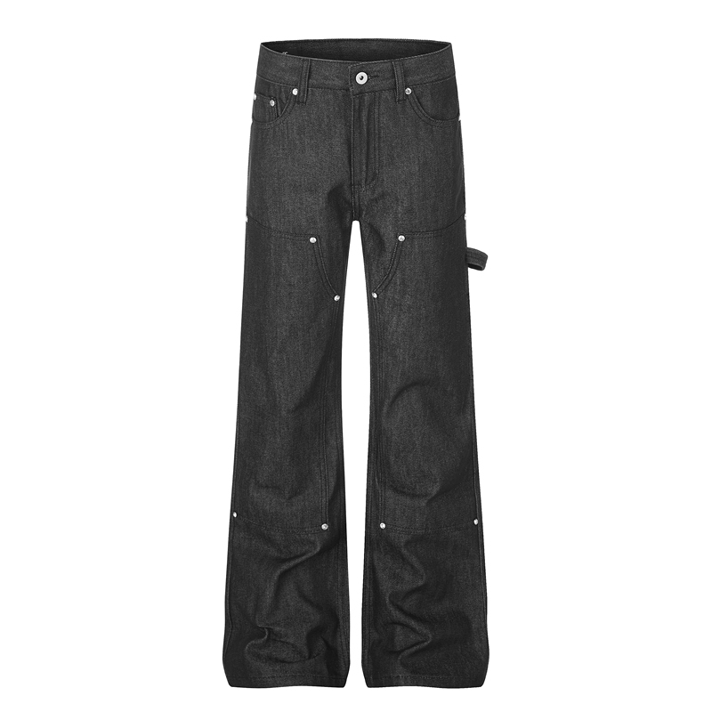 Gxfortune Retro Vintage Double-Knee Lumberjack Work Pants Unisex Straight-Leg Flared Raw Denim Jeans Gxfortune Retro Vintage Double-Knee Lumberjack Work Pants Unisex Straight-Leg Flared Raw Denim Jeans