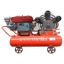 Red Wuhuan mining machine W2 85 5 piston mobile air compressor with square brand electric start diesel engine large tank