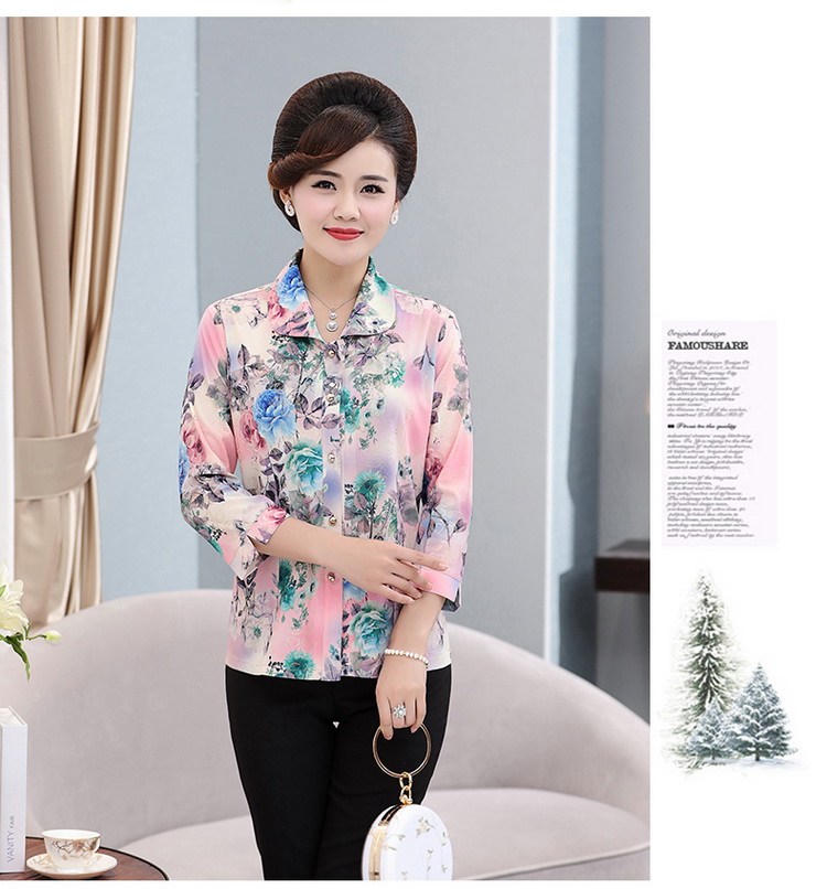 Áo sơ mi mẹ mùa hè mới set áo sơ mi 40-50 tuổi. - Quần áo của mẹ váy tuổi trung niên