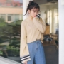 Trumpet tay áo len dài tay nữ sinh viên Hàn Quốc phiên bản 2018 mới mùa thu đầm rộng nhỏ tươi tắn set áo mỏng áo thun tay dài