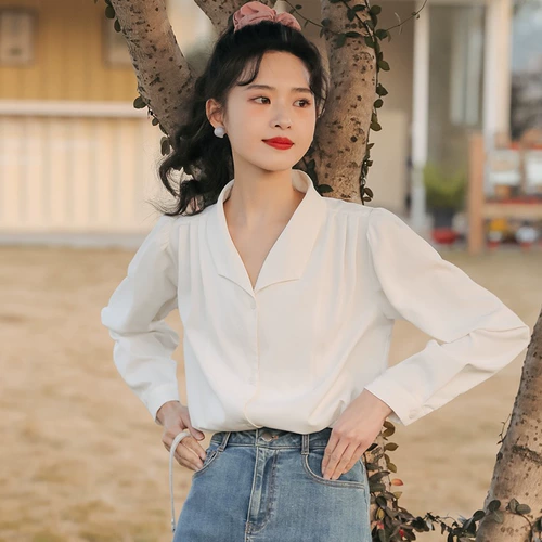 Весенняя сексуальная короткая осенняя рубашка, коллекция 2023, французский стиль