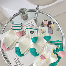 Japanese small fresh green short spring girls cute in tide college wind