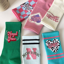 Street retro personality American letter love teenage girls college middle tube fashion