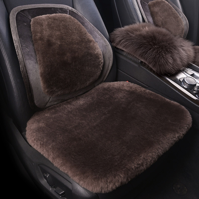 Pure wool car cushion winter warm monolithic cushion fur one body without backs thick plush cushion