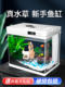 Fish tank, small living room, ecological fish tank, ultra-white glass goldfish turtle tank, landscaping fish tank oxygen generator and filter all-in-one machine