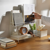 Iron shelf desktop cosmetics book storage rack kitchen spice rack toilet double-layer finishing shelf