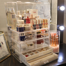 Net red desktop with lid glass lipstick storage box display rack multi-grid cosmetics dustproof lip glaze lipstick storage rack