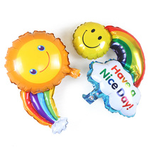 Oversized clouds rainbow smiley face aluminum film balloon aluminum film birthday decoration party arrangement rainbow Christmas balloon