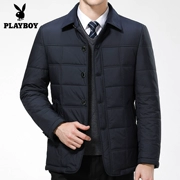 Playboy cotton nam trung niên kinh doanh bình thường phần mỏng cotton mùa đông nam áo khoác ve áo trung niên cha - Bông