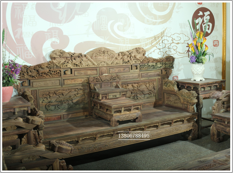 Dongyang mahogany sofa nội thất Indonesia gỗ hồng sắc phòng khách vẽ tay sâu chạm khắc lớn sofa rộng rãi Dalbergia tất cả các vật liệu cũ - Bộ đồ nội thất mẫu giường đẹp