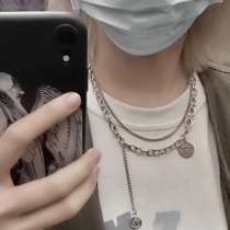 Korean ins Harajuku style smiley face letter pendant multi-layer necklace niche personality punk hip hop fashion choker