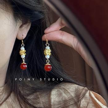 Chinese style cheongsam accessories red earrings