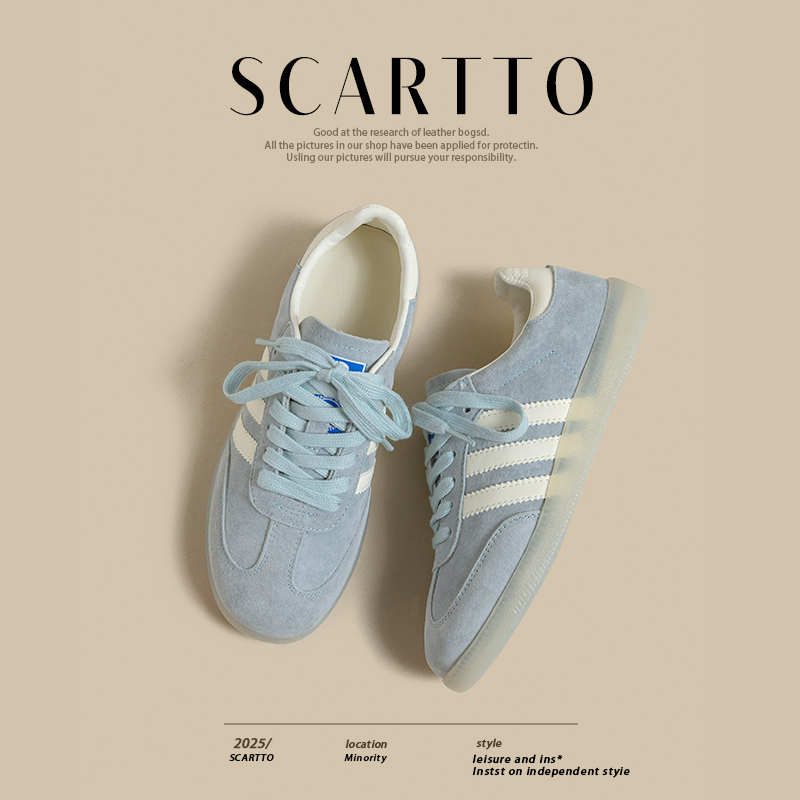 本革！Dexunブルーレディースシューズ2025年夏新作薄型レースアップフラットソールフォレストガンプカジュアルスポーツスニーカー