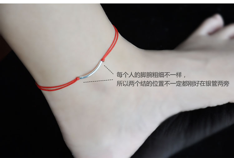 Vòng chân S925 sterling silver chuyển red rope vòng chân vòng đeo tay nữ sinh năm sinh viên nam và nữ các cặp vợ chồng handmade rope vòng chân