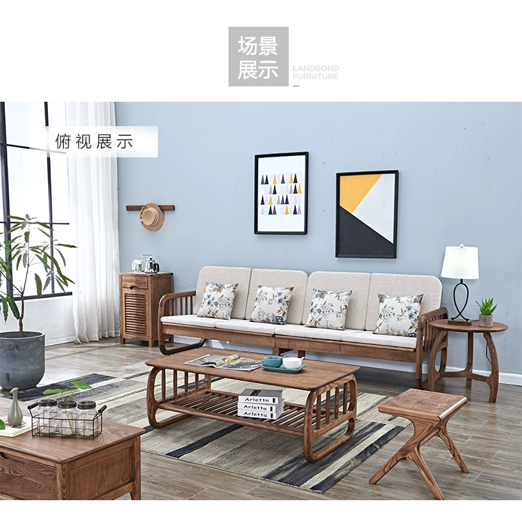 Phong cách Bắc Âu gỗ rắn bốn người sofa mùa đông và mùa hè sử dụng kép hiện đại tối giản căn hộ nhỏ phòng khách gỗ tro - Ghế sô pha