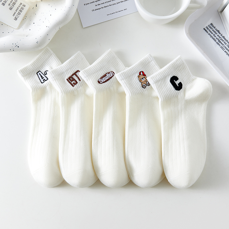 Women's Breathable White Socks, Stylish Socks for Girls, New Trendy Low-Cut Ankle Socks, Solid Color Women's Breathable White Socks, Stylish Socks for Girls, New Trendy Low-Cut Ankle Socks, Solid Color