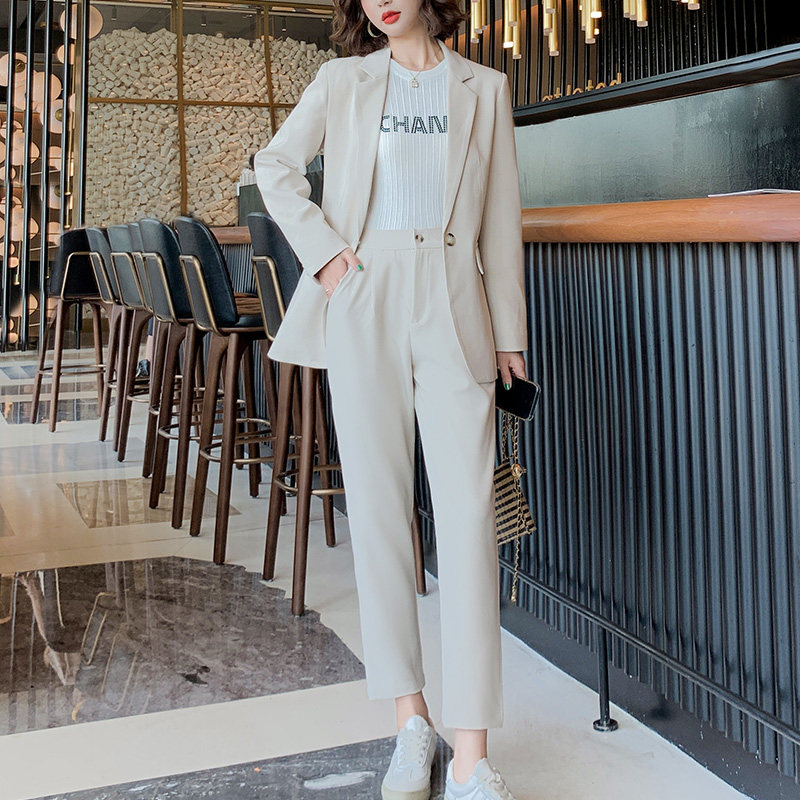 Woman Suits Suit 2021 Spring Autumn New Thin Sections Han Edition Fashion Casual Little Sub Professional West Clothing Temperament Two Sets