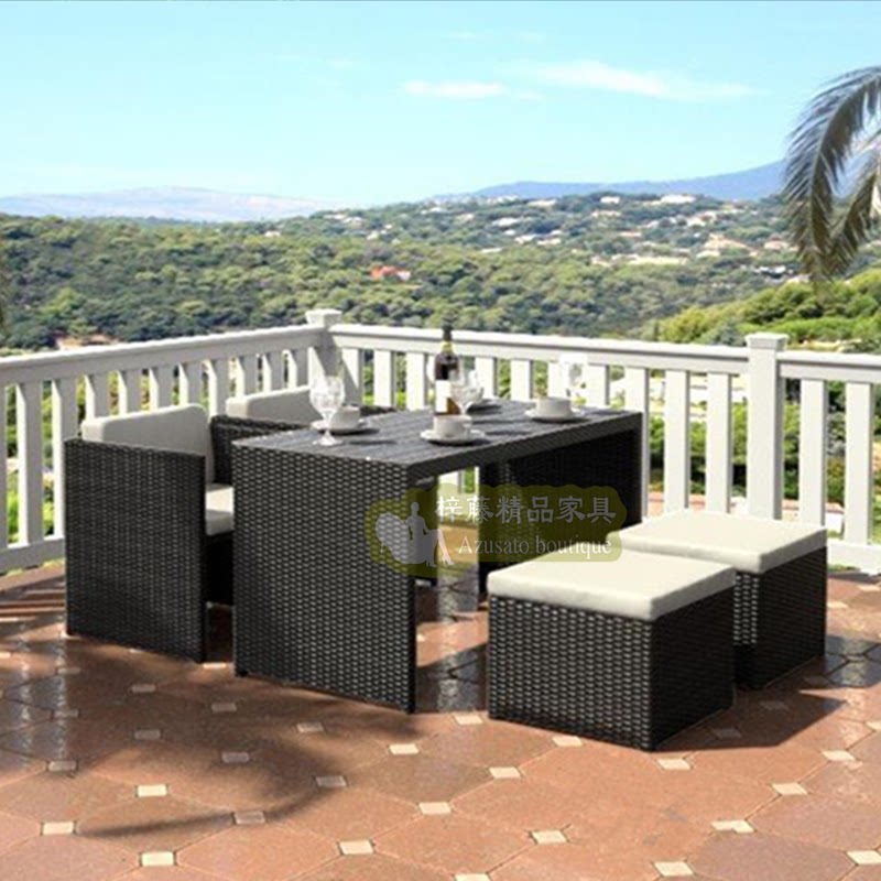 Outdoor rattan chair five sets hotel folk-like board room balcony imitation vine choreography table and chairs patio chair tea table combination