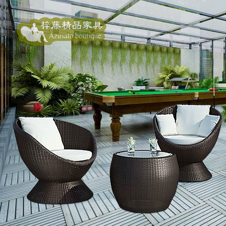 Balcony rattan chair five-piece set villa garden terrace leisure imitation rattan chair coffee table combination outdoor rattan table and chair furniture