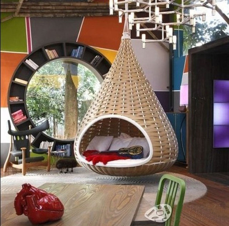 Outdoor hammock Balcony courtyard bed Resort pool rattan bed Leisure rattan birdcage bed