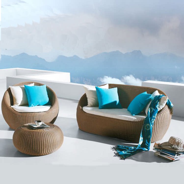 Balcony Rattan Chair Sofa Tea Table TEA TABLE ROOM FOLK COUCH POTATO VINES FURNITURE OUTDOOR PATIO ROUND RATTAN SOFA