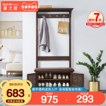 Solid wood hanger Shoe cabinet One floor bedroom household living room Shoe stool storage clothes rack Door shoe rack