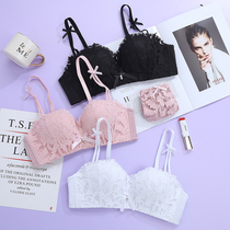 Lingerie womens set thin without steel ring lace sexy gathering small chest student high school girl receiving breast bra female