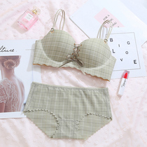 Underwear suit womens small breasts super-gathering thin strap upper adjustment type student high school girl traceless bra