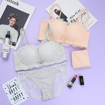 Lace Sexy Lingerie Suit Women Bra Poly-free Steel Ring Slim with small chest thickness Upper to receive Breast Girl Bra