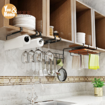  304 stainless steel kitchen rack Wall-mounted cabinet hanging cutting board rack Multi-function storage spatula roll paper rack