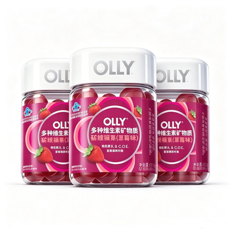 OLLY女性复合维生素B族维C女士软糖烟酰胺维A维D维E护发50粒装0碘