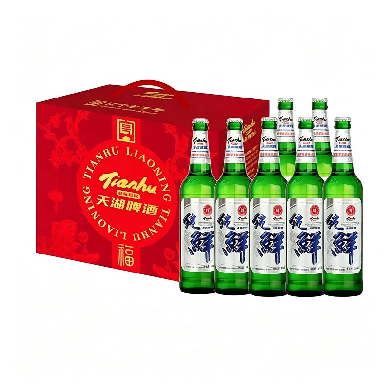 天湖啤酒瓶装500ml*6瓶礼盒装鲜啤大绿棒子聚会批发整箱啤酒顺丰 膜棒实拍商品图